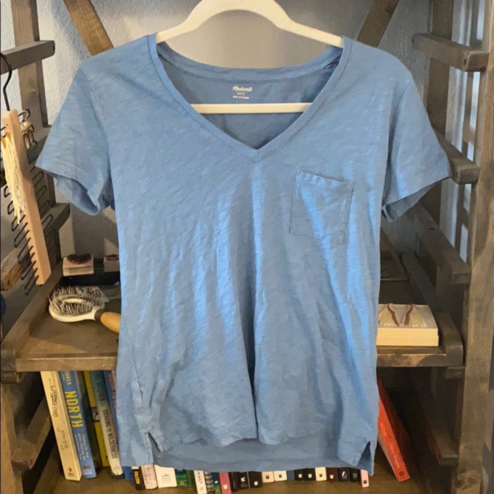 Madewell Blue V Neck Shirt